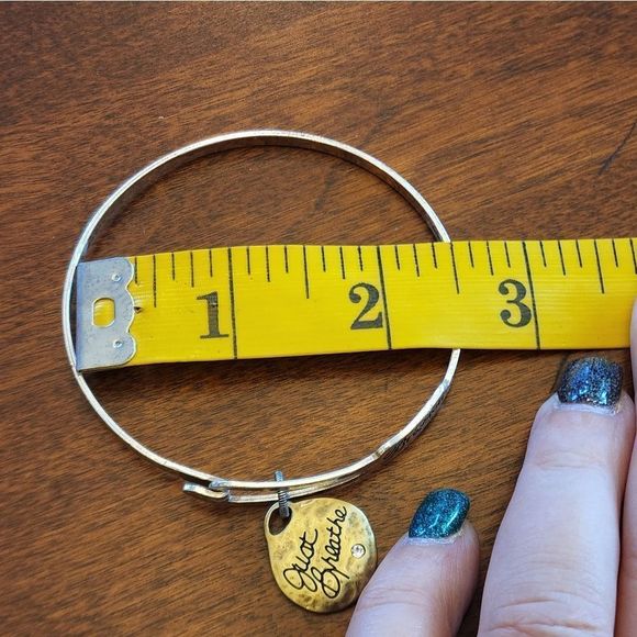 BRIGHTON JUST breathe heart hammered gold bangle bracelet - Picture 4 of 4